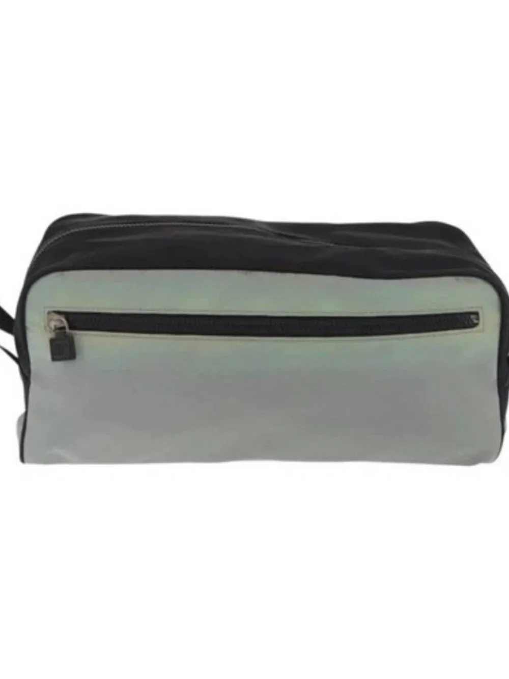 CHANEL Sports Shoes case Nylon Gray Silver CC Auth BA10281